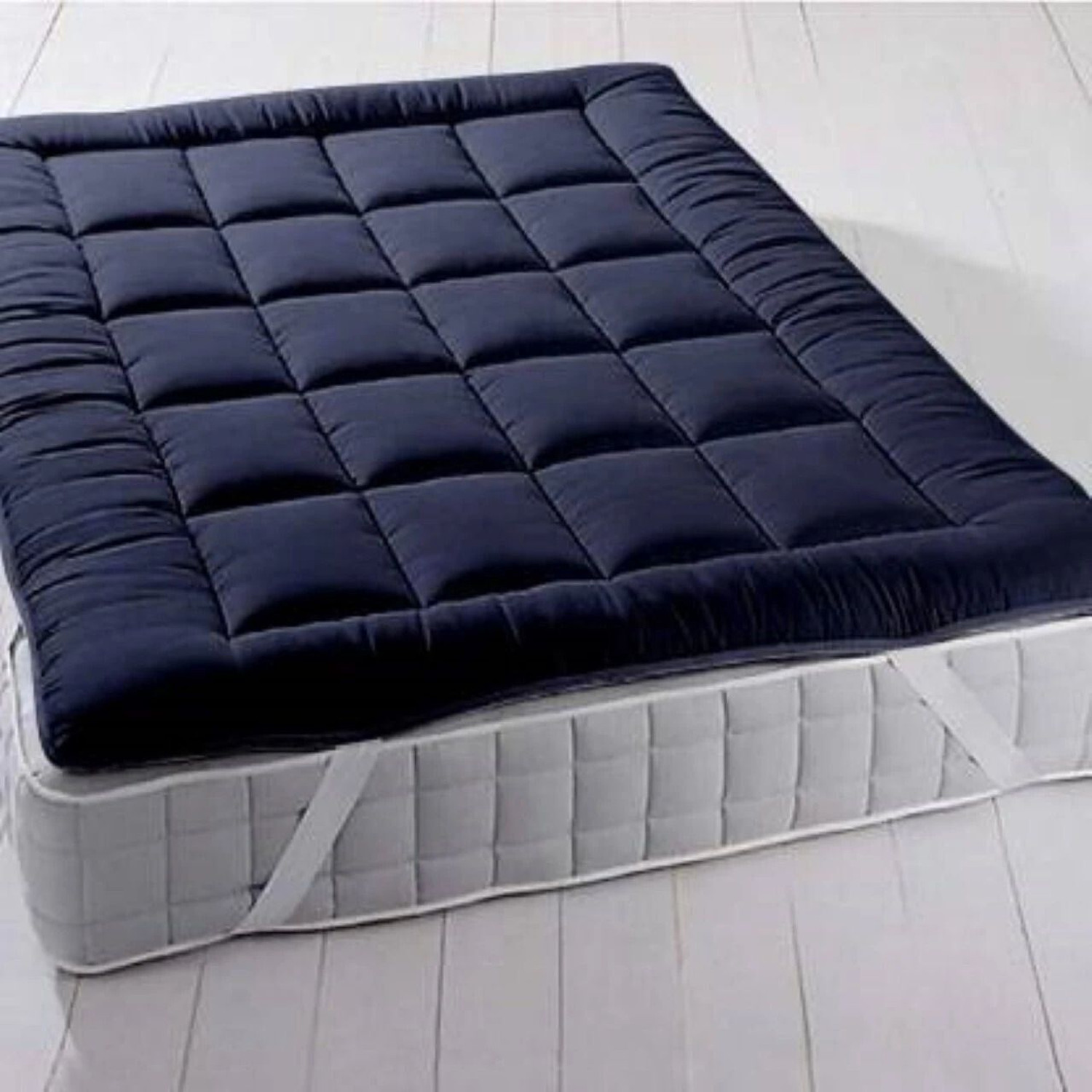 Texlux 2 inch (5.08 cm) King Size Microfibre Breathable, Stretchable, Waterproof Mattress Topper (198 cm x 182 cm, Blue) - Image 1