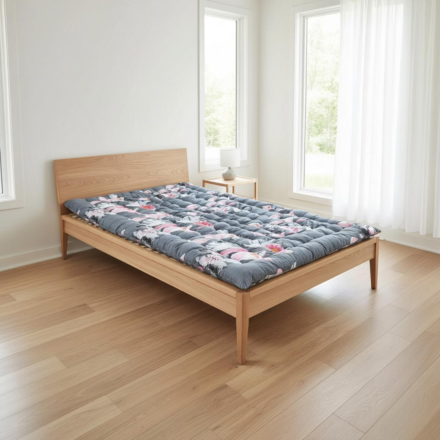 Tanwar handloom SOFT COTTON MATTRESS GADDA ( LxW-72x36 inches )Single Cotton Mattress (Floral Grey) - Image 1