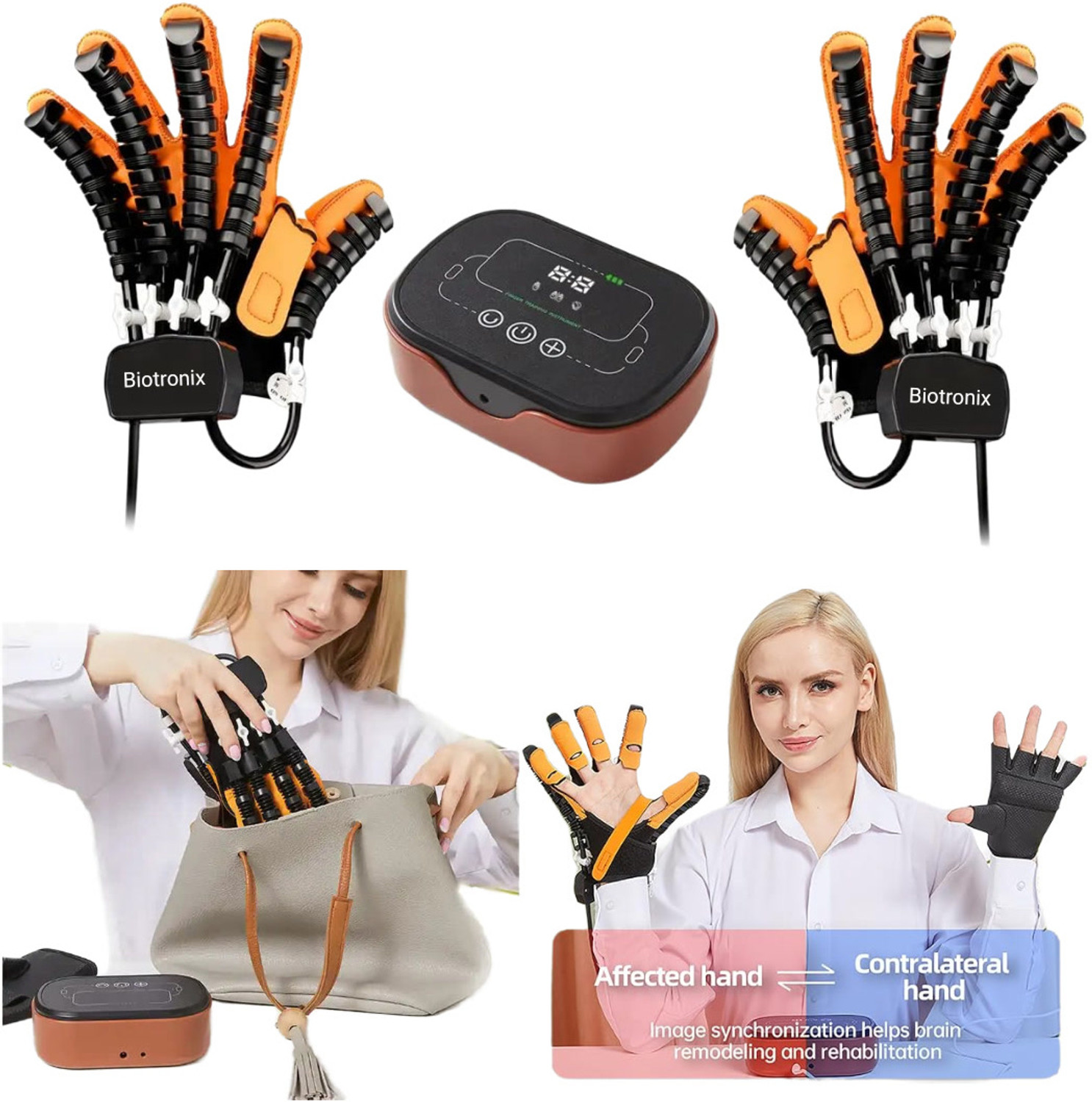 Biotronix Hand Rehabilitation Therapy Machine for Right+Left for Stroke Recovery XL Size Medical Reacher & Grabber (Length 25 cm) - Image 1