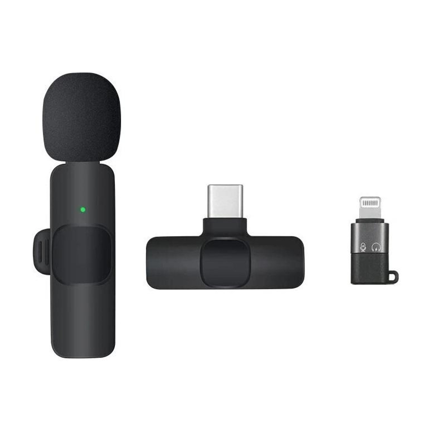 IMAGINEA 2.4 GHz 2 in 1 K8 Wireless Microphone, Plug Play Digital Mini Portable Recording Wireless Microphone (Black) - Image 1