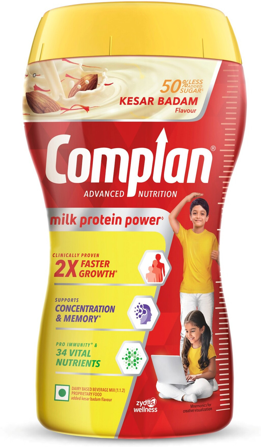 Complan Kesar Badam Nutrition Drink Powder, 500g Jar - Image 1
