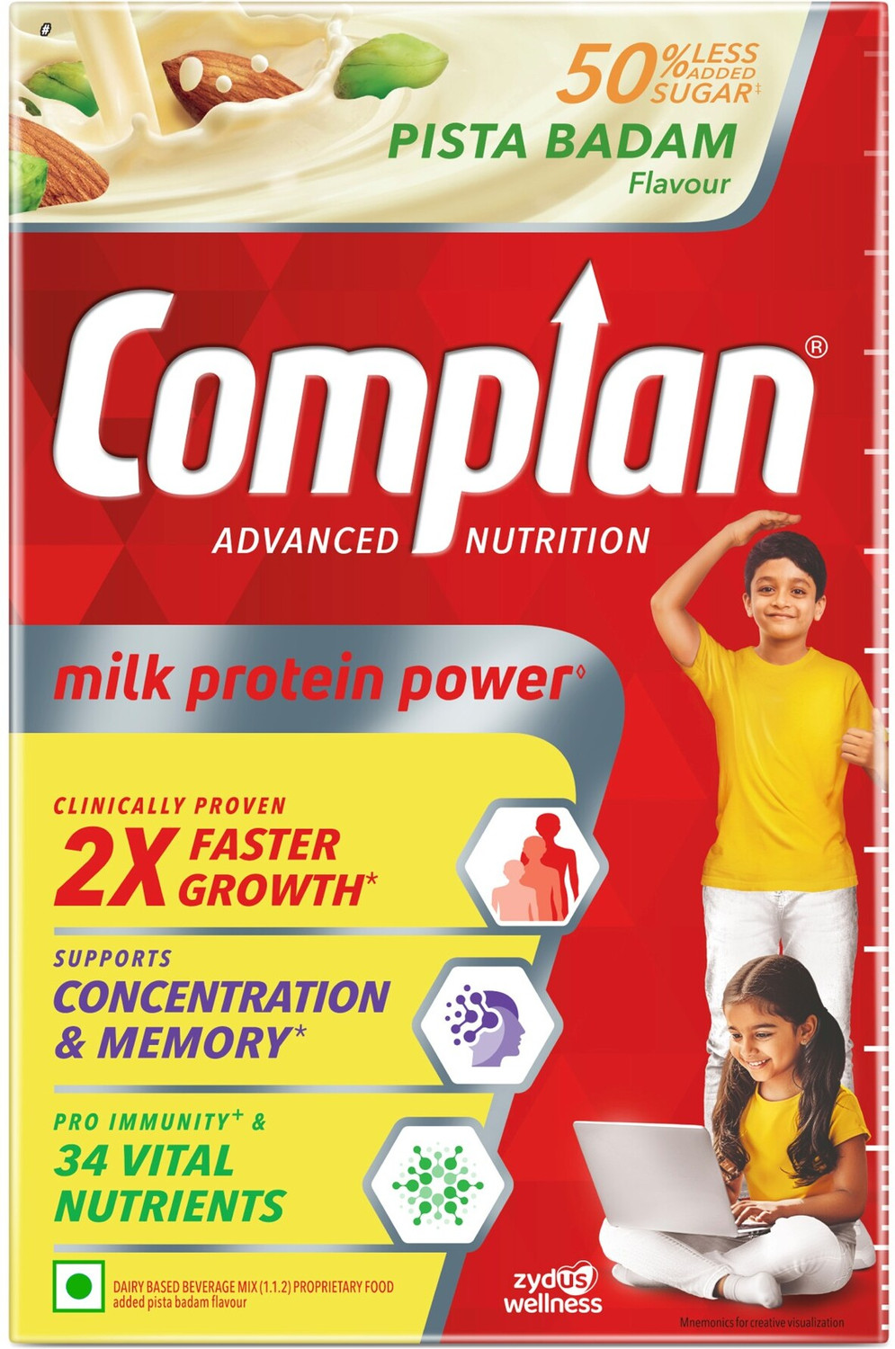 Complan Nutrition Drink Powder for Children, Pista Badam, 500g - Image 1