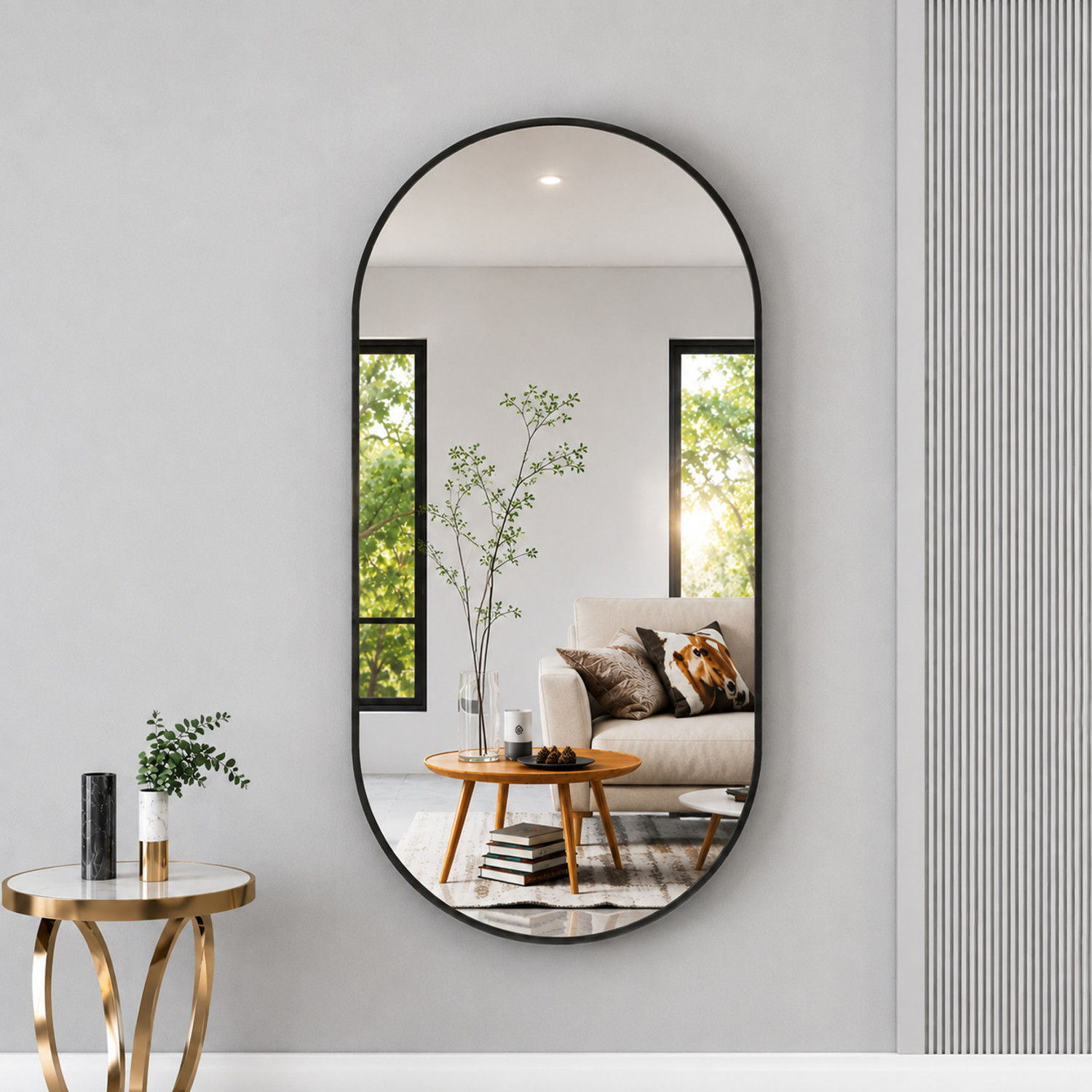 LUPPRA 12 X 18 Inches Frameless Decorative Capsule Wall Mount Mirror Bathroom Mirror (Semi Curved Finish : Polished) - Image 1