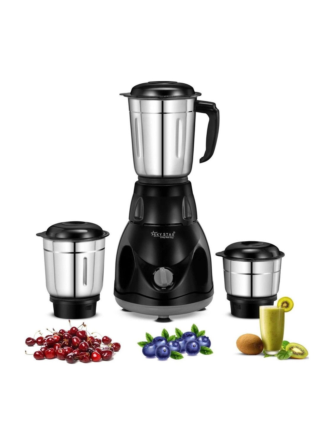 Skystar Diamond 3 Jar 750 W Juicer Mixer Grinder (Diamond Powerful 750W Juicer Mixer Grinder For Grinding, Mixing, Juicing | 3 Jars | Black) - Image 1