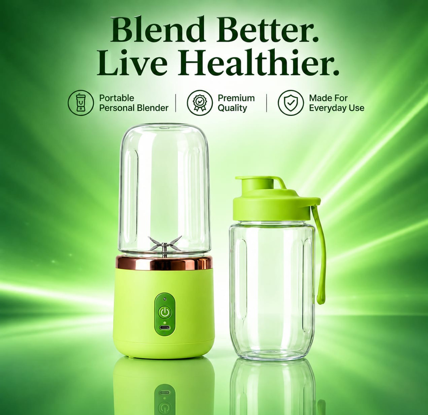 GemsofRJ Gems00101 100W Mixer Blender, 2 Jars, Green - Image 1