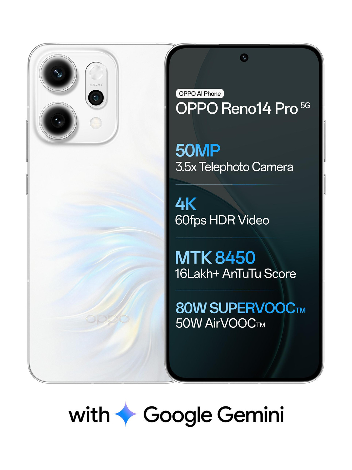 OPPO Reno14 Pro 5G Pearl White 256GB 12GB RAM - Image 1