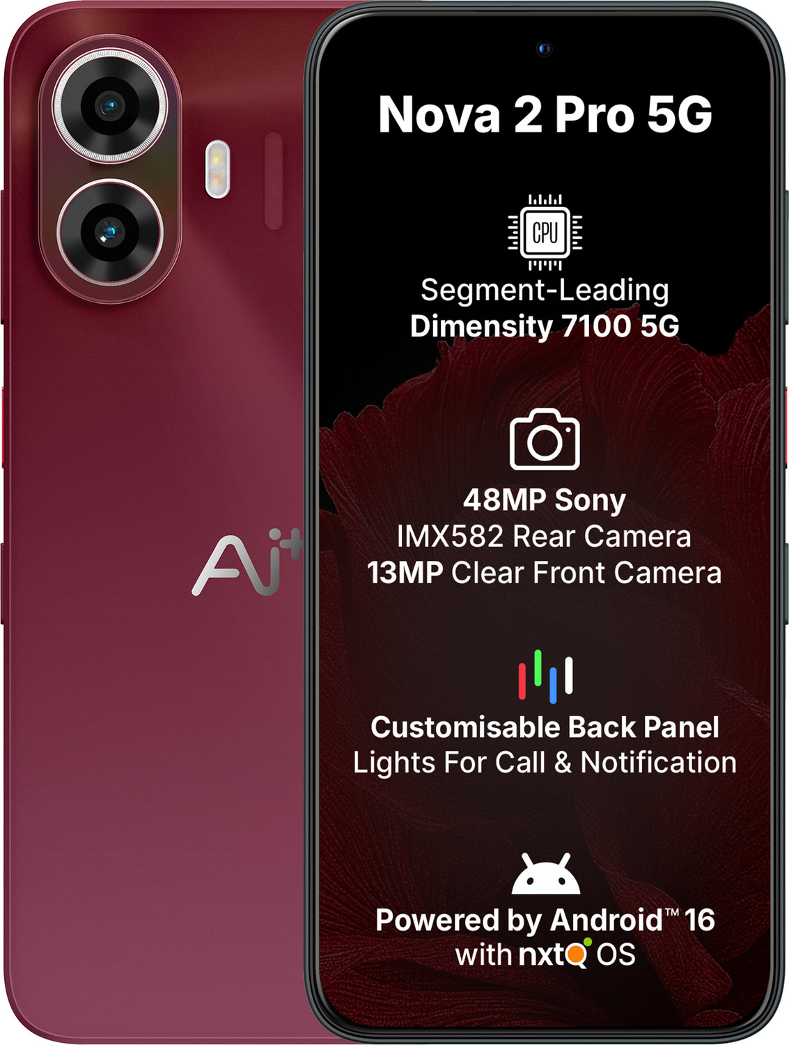 Ai+ Nova 2 Pro 5G (Red, 128 GB) (8 GB RAM) - Image 1