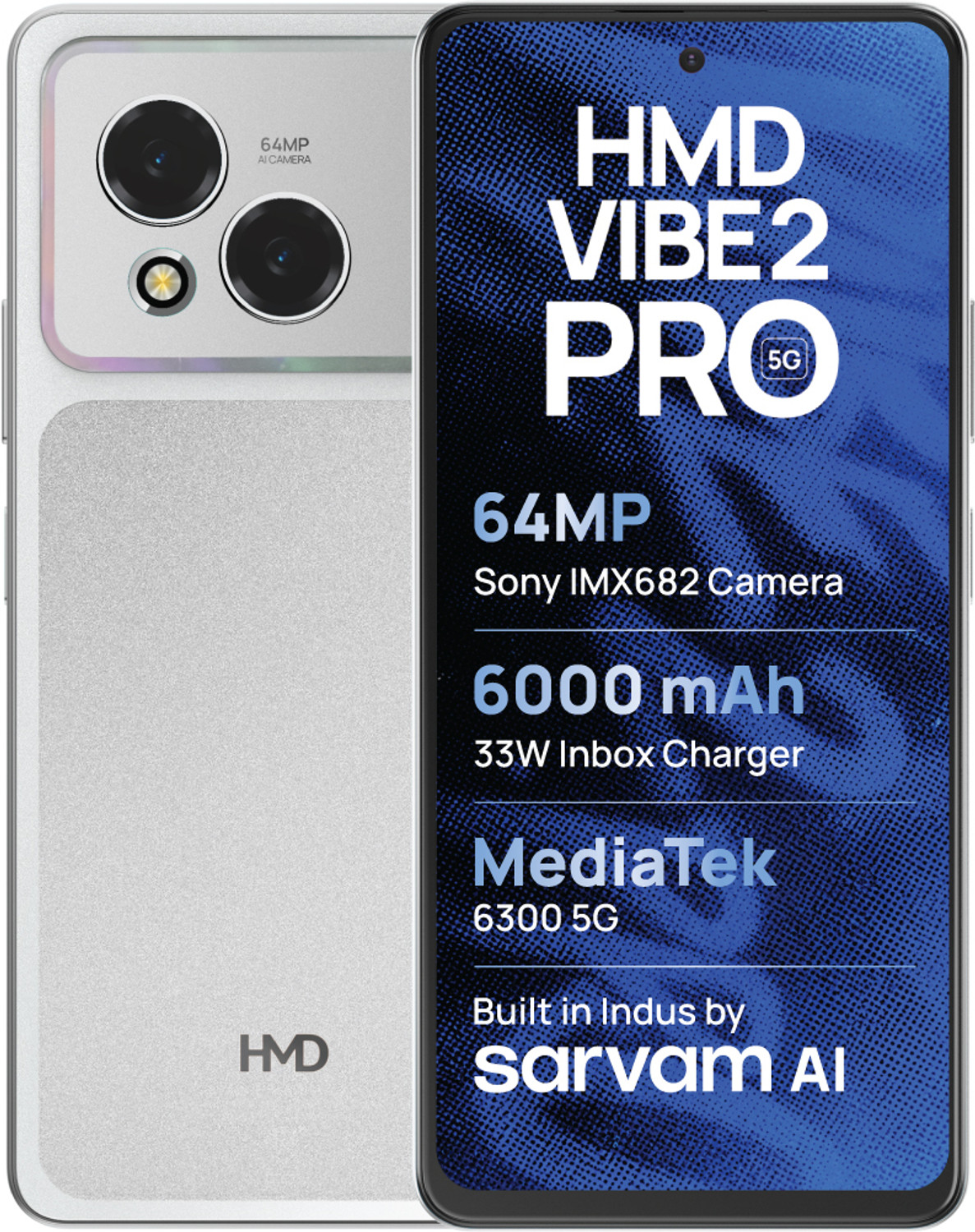 HMD Vibe2Pro 5G with Sarvam AI (Silver Mist, 128 GB) (8 GB RAM) - Image 1