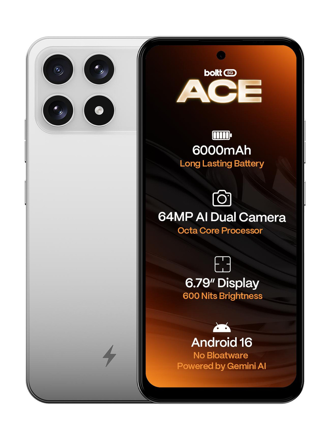 BOLTT ACE 5G (Arctic White, 128 GB, 8 GB RAM) - Image 1
