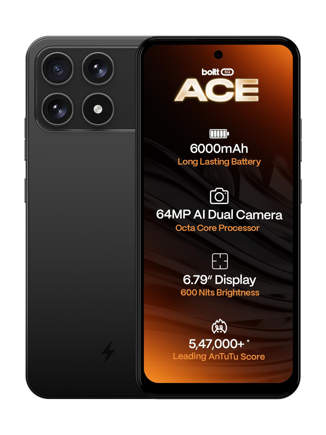 BOLTT ACE 5G Midnight Black 128GB 8GB RAM - Image 1
