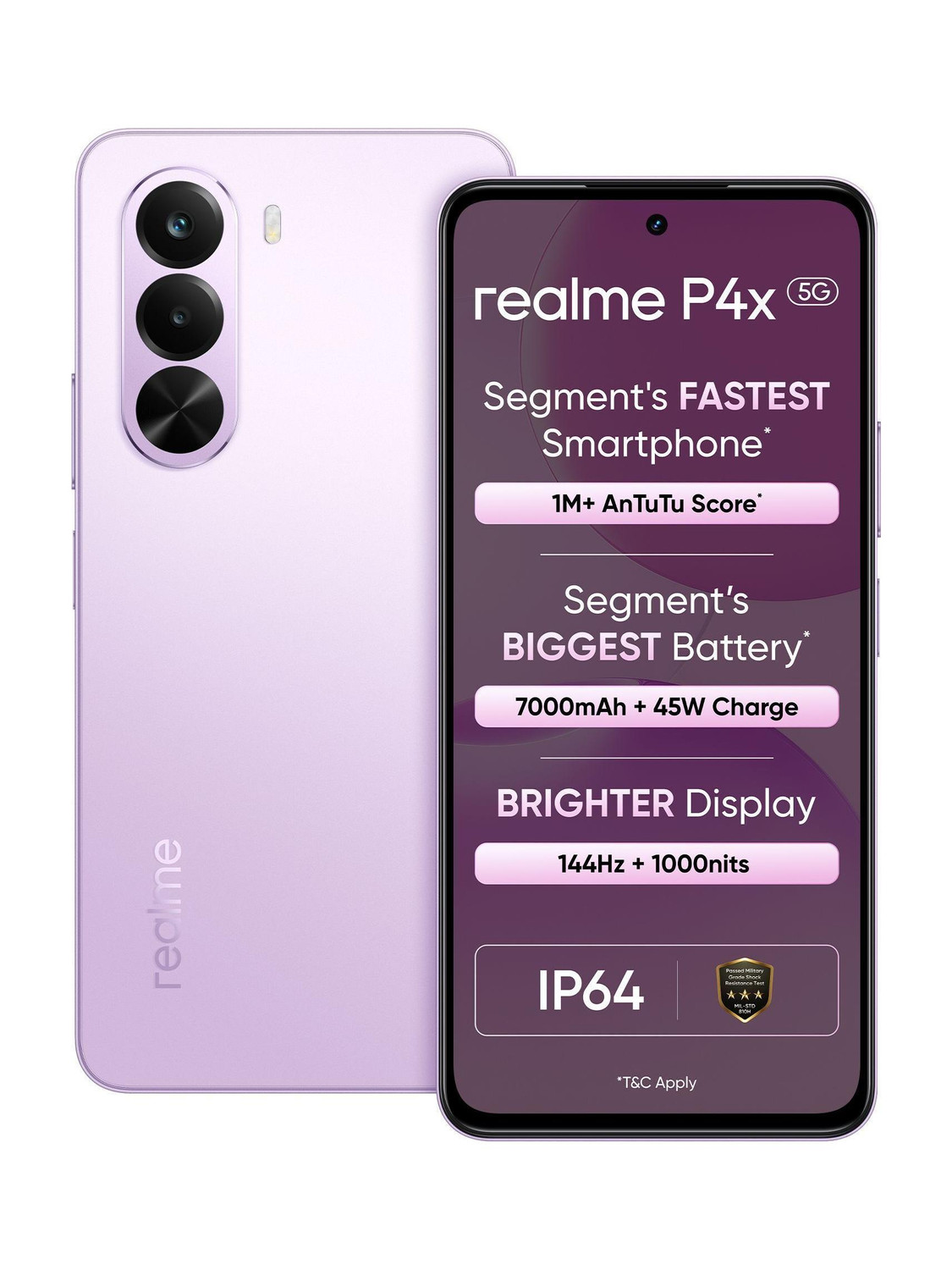 realme P4x 5G 128GB 8GB RAM Pink - Image 1