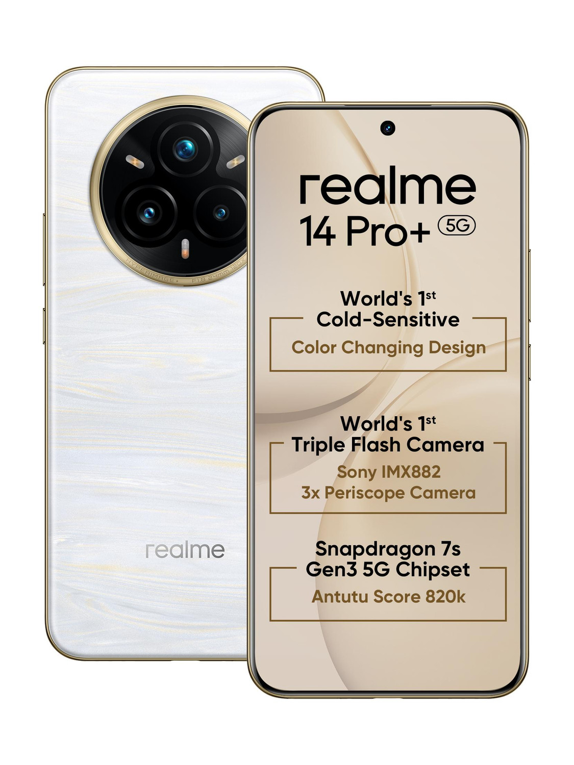 realme 14 Pro+ 5G Pearl White 256GB 12GB RAM - Image 1