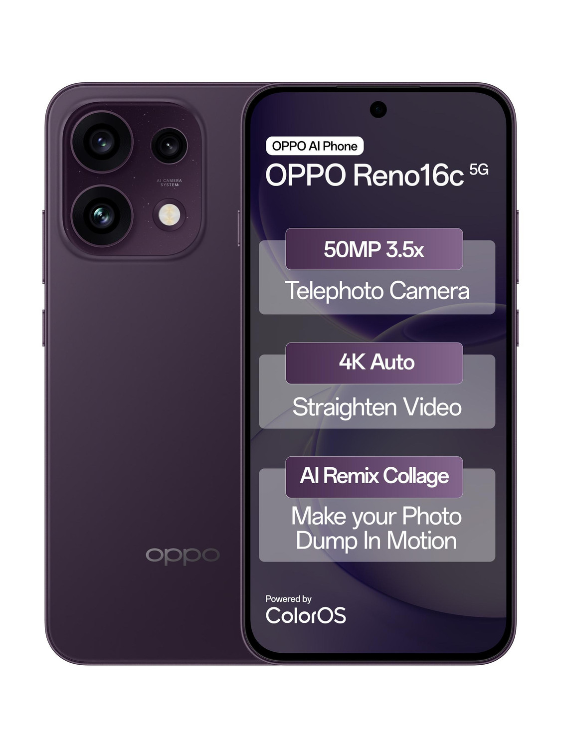 OPPO Reno16c 5G (Twilight Violet, 256 GB) (8 GB RAM) - Image 1