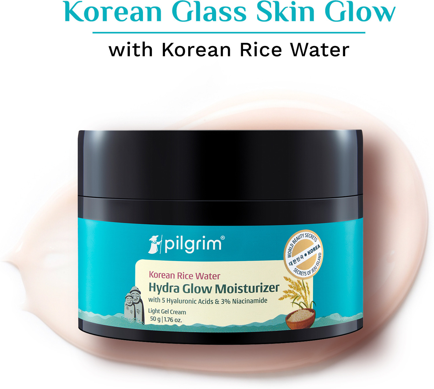 Pilgrim Korean Rice Water Hydra Glow Brightening Moisturizer | Clear Glass Skin Glow (50 g) - Image 1