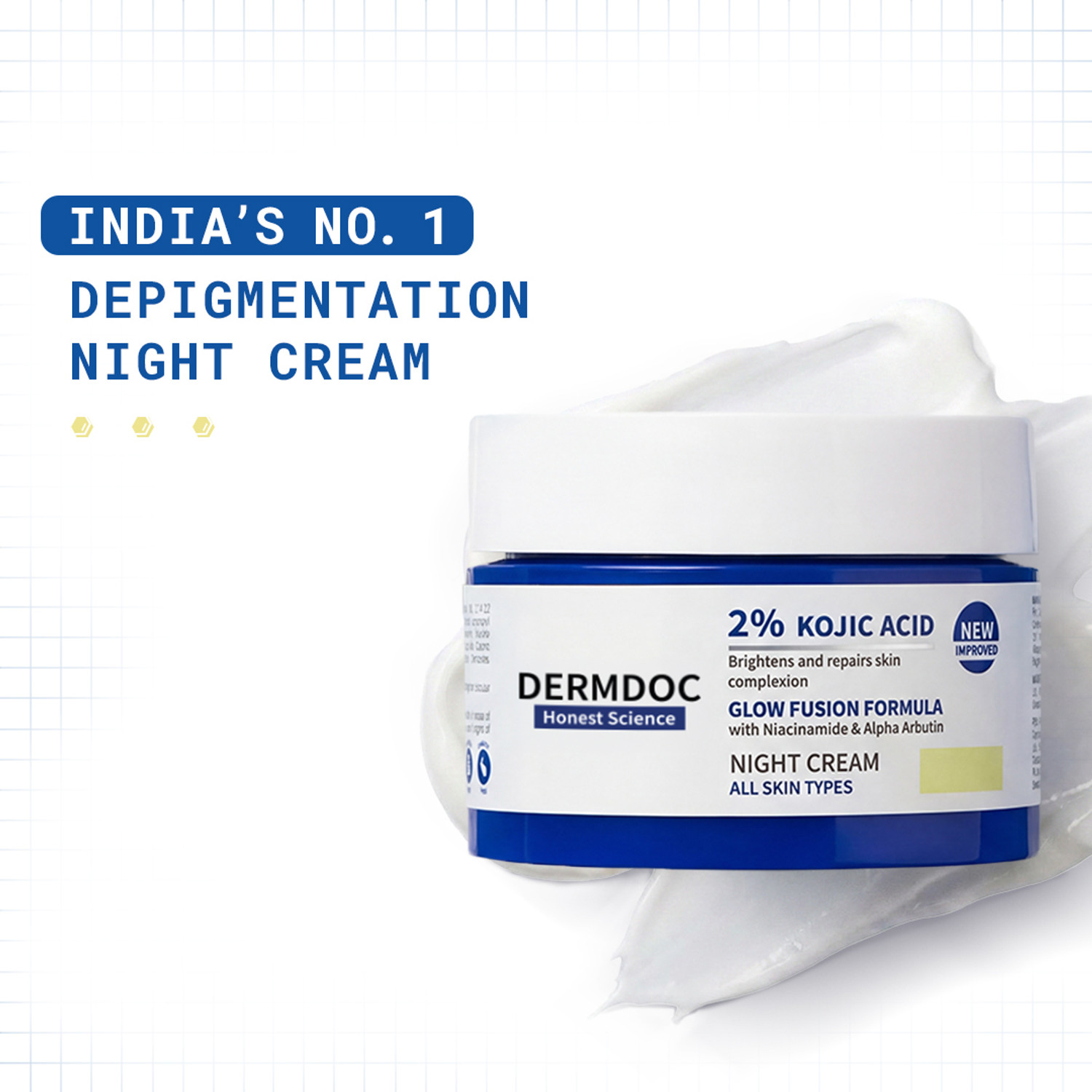 DermDoc 2% Kojic Acid Night Cream with Niacinamide & Alpha Arbutin | Skin Brightening (25 g) - Image 1