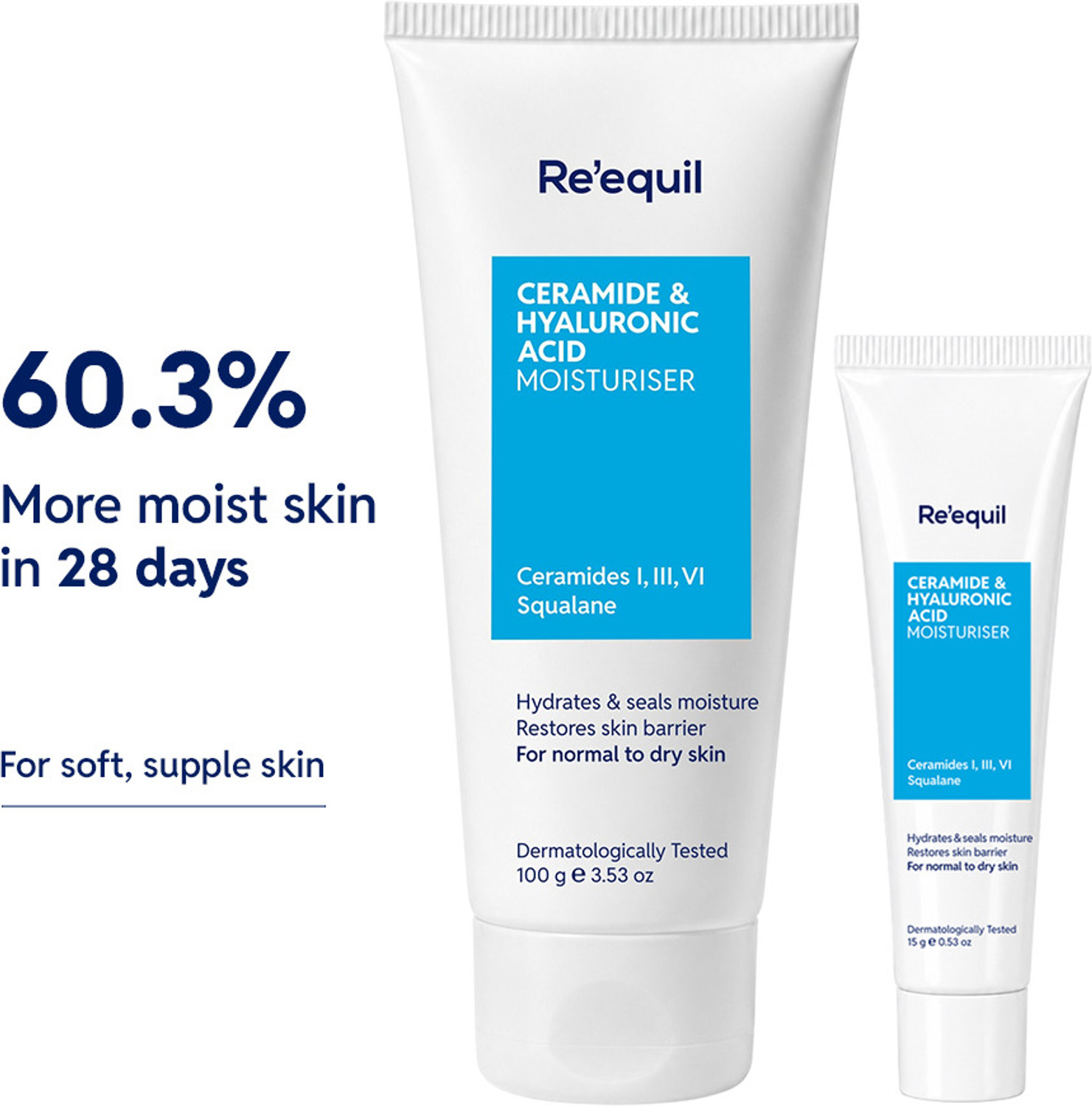 Re'equil CERAMIDE & HYALURONIC ACID MOISTURISER FOR NORMAL TO DRY SKIN (115 g) (115 g) - Image 1