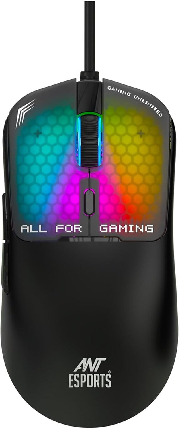 Ant Esports Virtus100 RGB Wired Ergonomic Optical Gaming Mouse (USB 3.0, Black) - Image 1