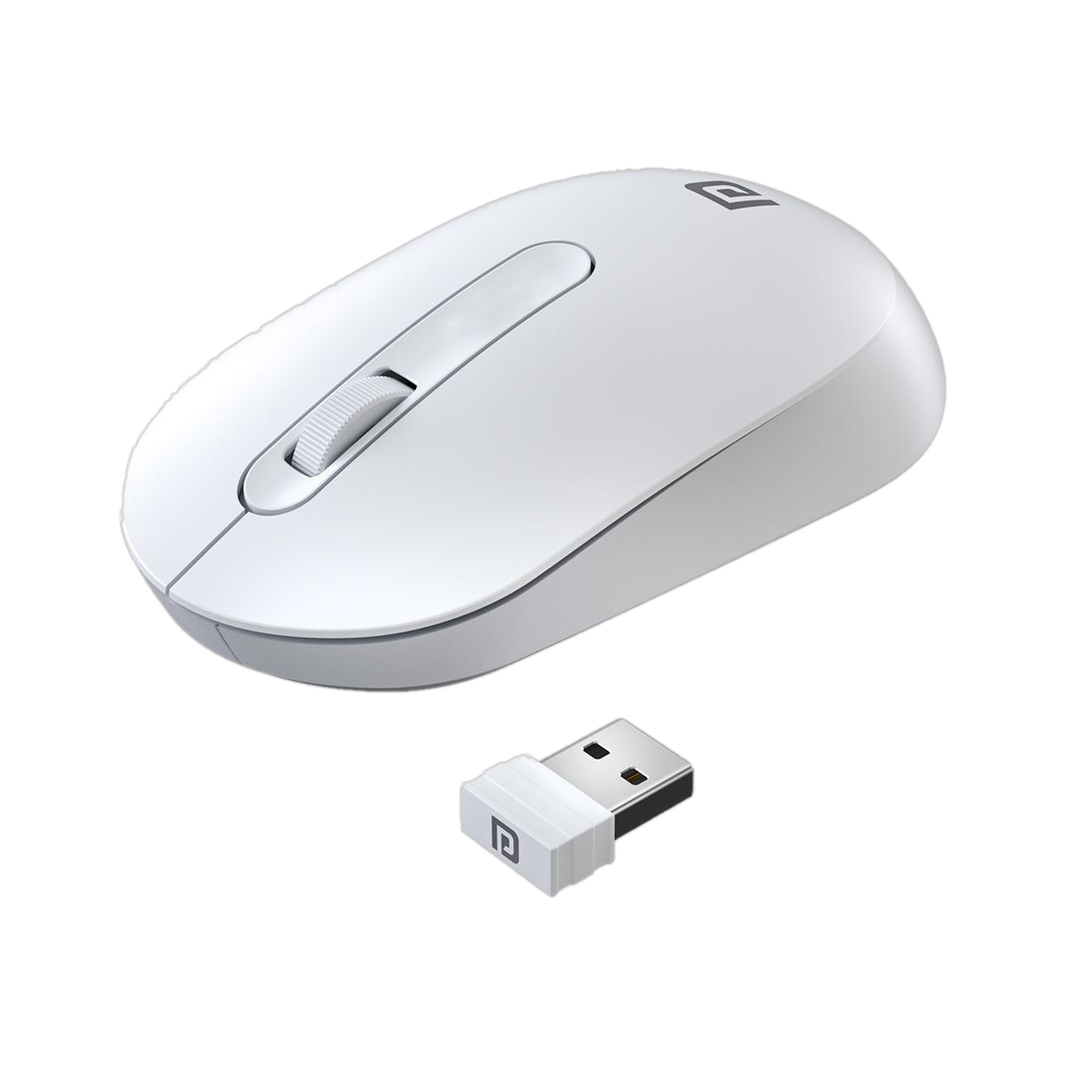 Portronics Toad 13 Ambidextrous Optical Mouse with 1200 DPI, 3 Million Click Button Life, Auto Power Saving, Runs on Single AA Battery (2.4GHz Wireless, White) - Image 1