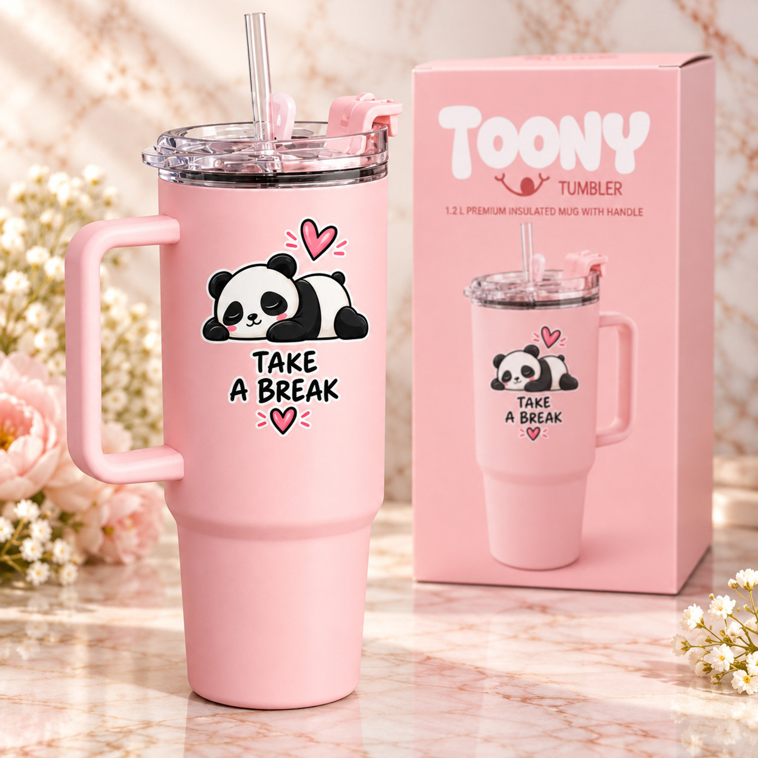 ELEVEN ENTERPRISE 1200ml Panda Tumbler with Straw - Image 1