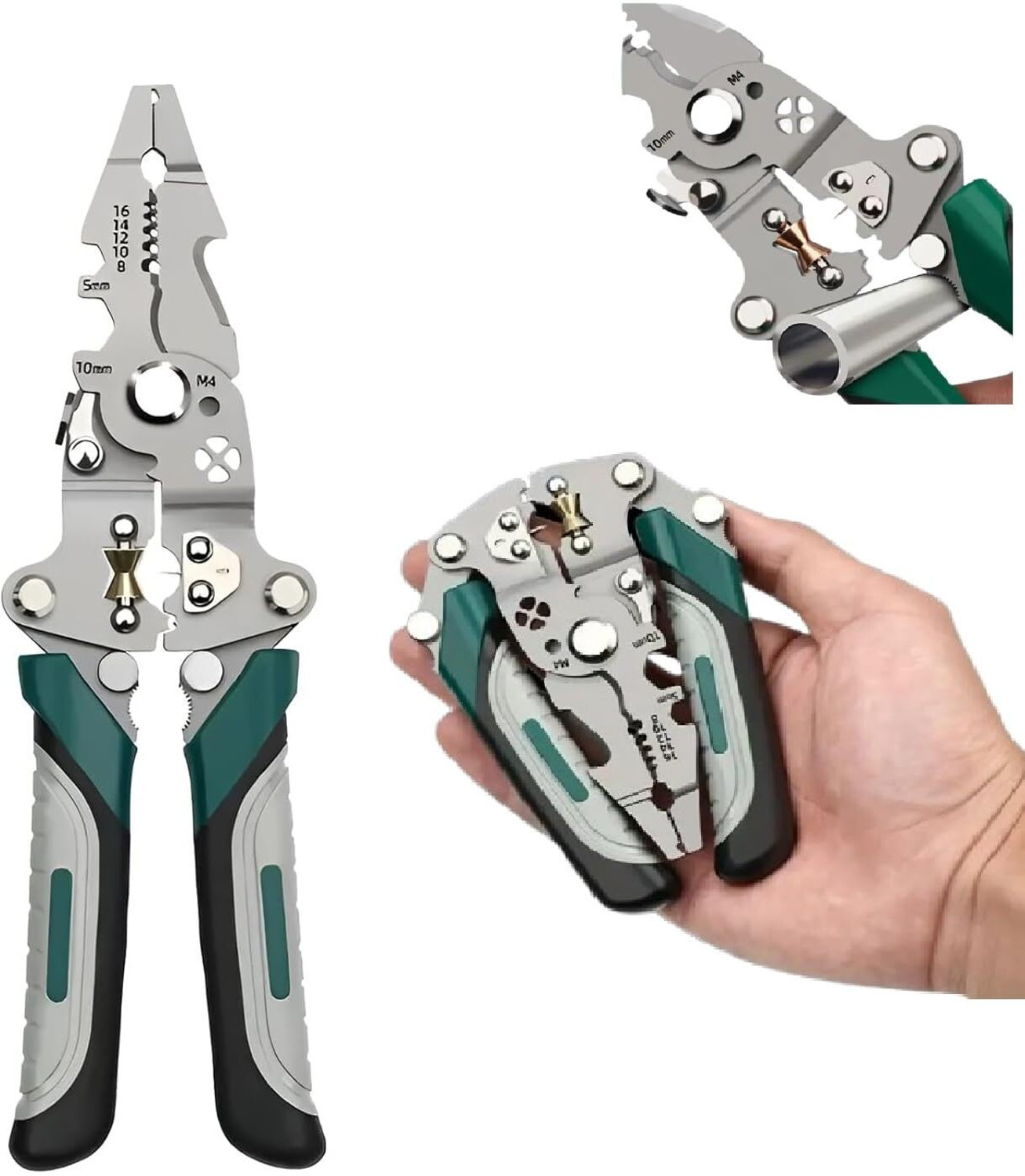 OnisHomes All-in-1 Multifunction Wire Stripper, Wire Cutter, Hand Tool For Electrical Work Needle Nose Plier (Length : 8 inch) - Image 1