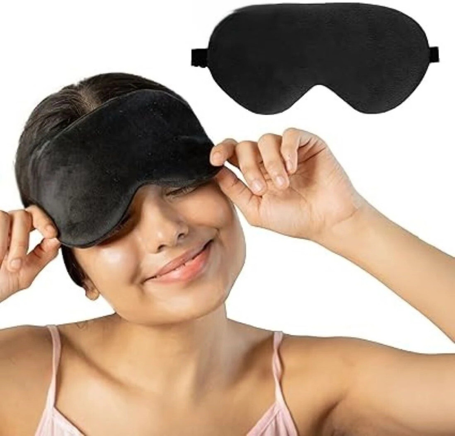 Maanisha Enterprises Eye Mask For Traveling, Sleeping With Blind Fold For Smooth & Comfortable Sleep Eye Shade (Black) - Image 1