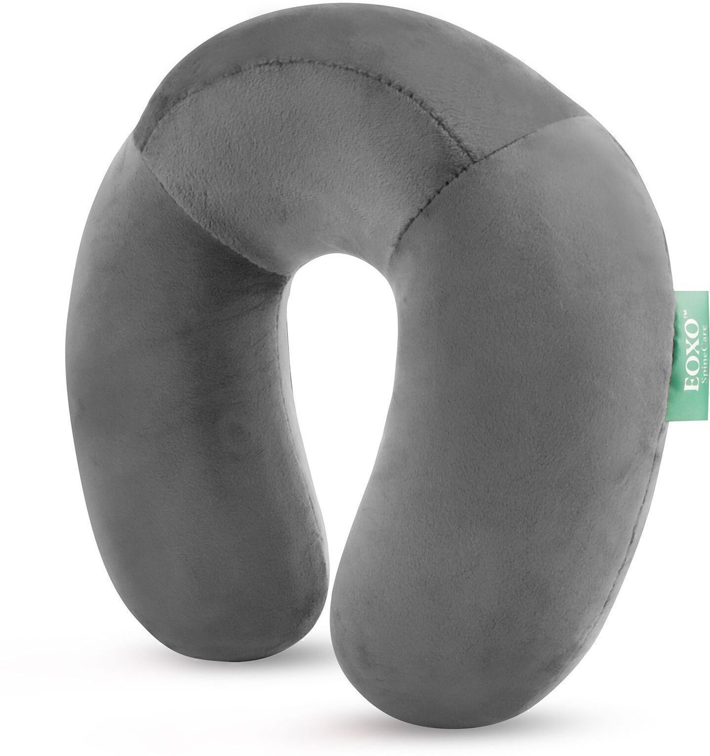 EOXO Travel Neck Pillow Cushion for Flight Car & Office | U-Shaped Headrest with Soft Neck Pillow (Grey) - Image 1