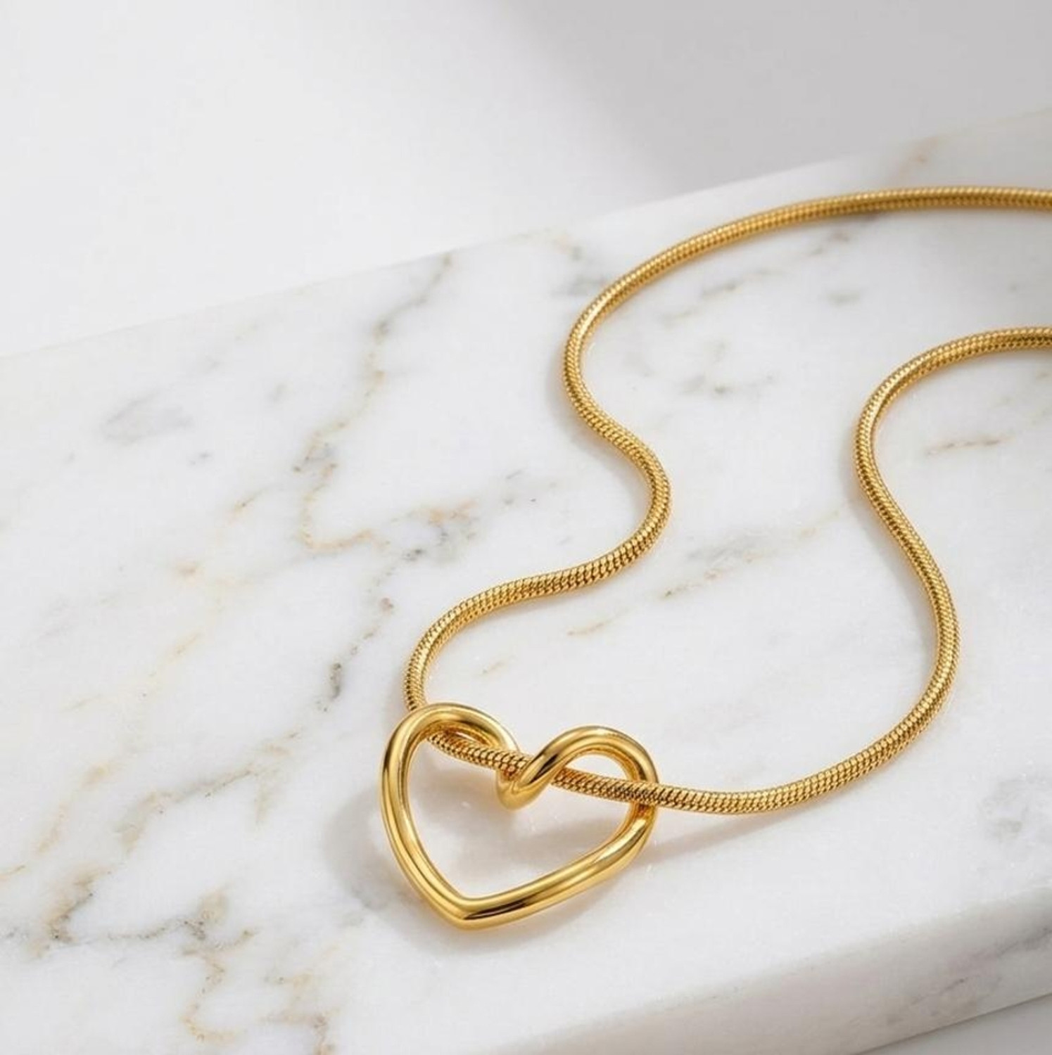 Snazzy Soul Studio Gold Plated Open Heart Pendant Chain Necklace For Women And Girls Gold-plated Plated Stainless Steel Chain - Image 1