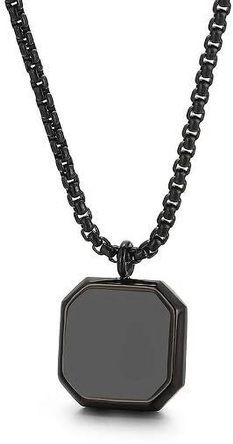RGBrnd Minimalist Bar Chain Necklace âNew Bar Pandent Stainless Steel Black Pendant Silver Plated Alloy Chain - Image 1