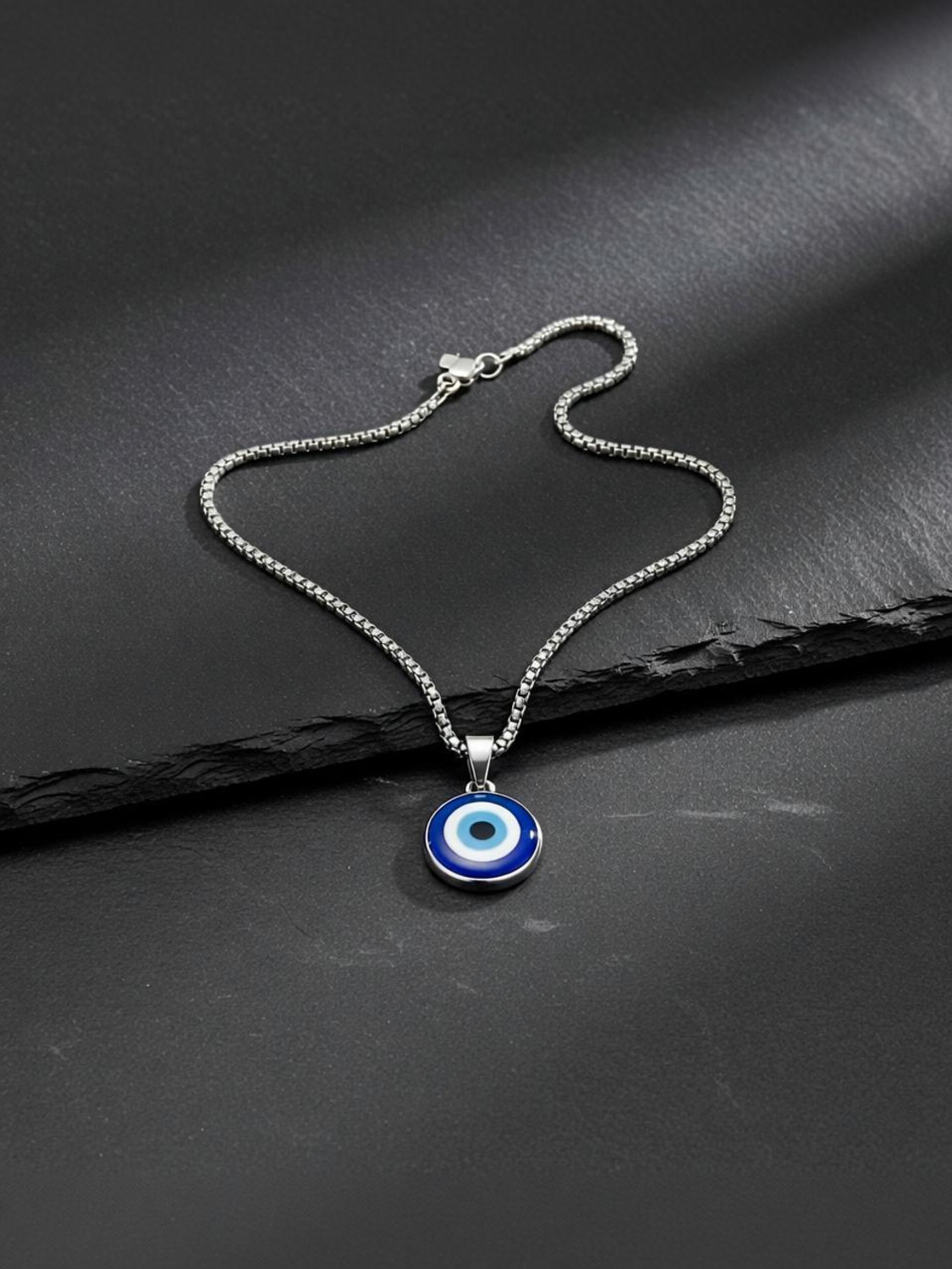Laxmi Art Evil Eye Locket Set Silver - Image 1