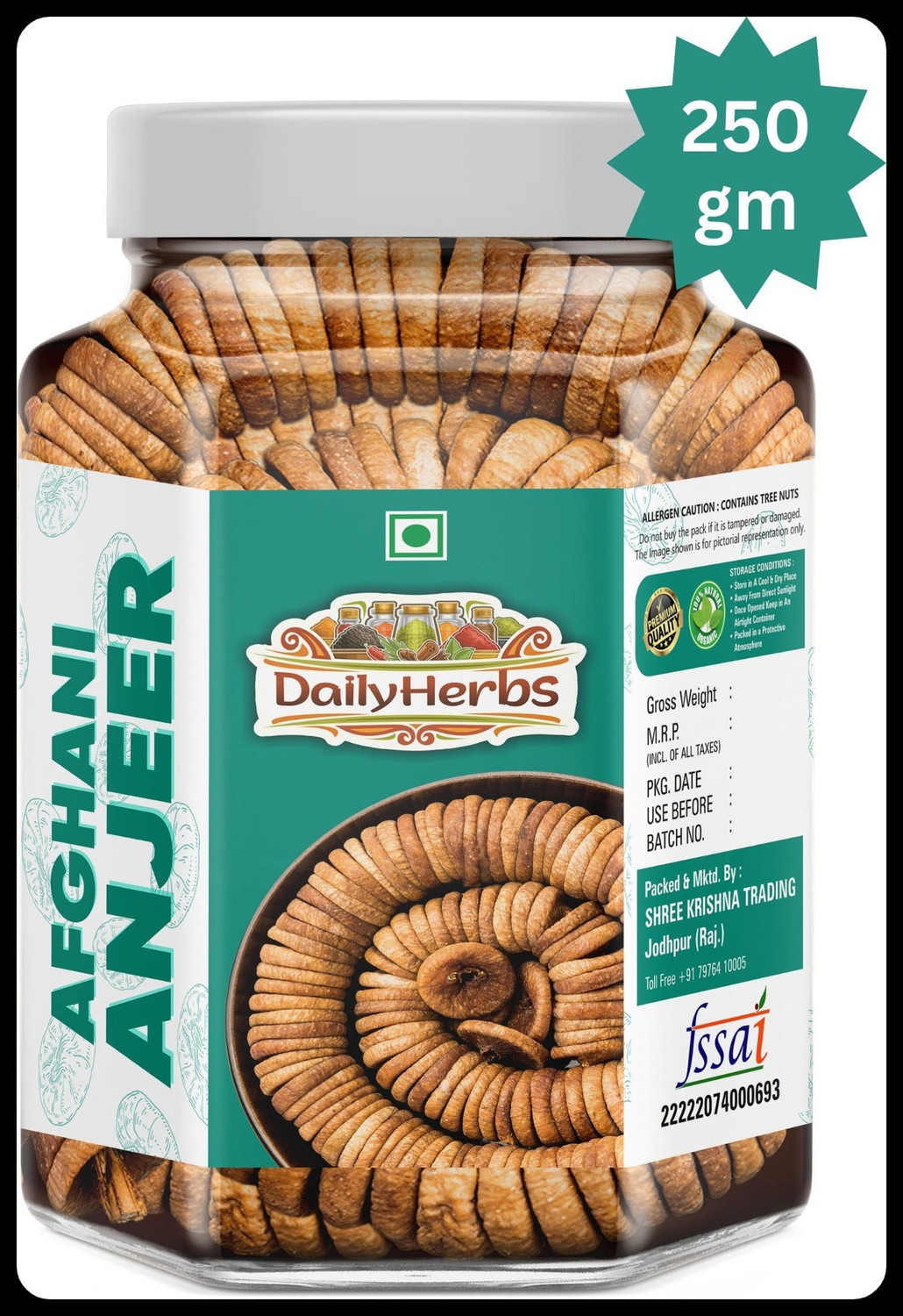 DAILYHERBS Premium Afghani Anjeer Fresh Figs 250g - Image 1