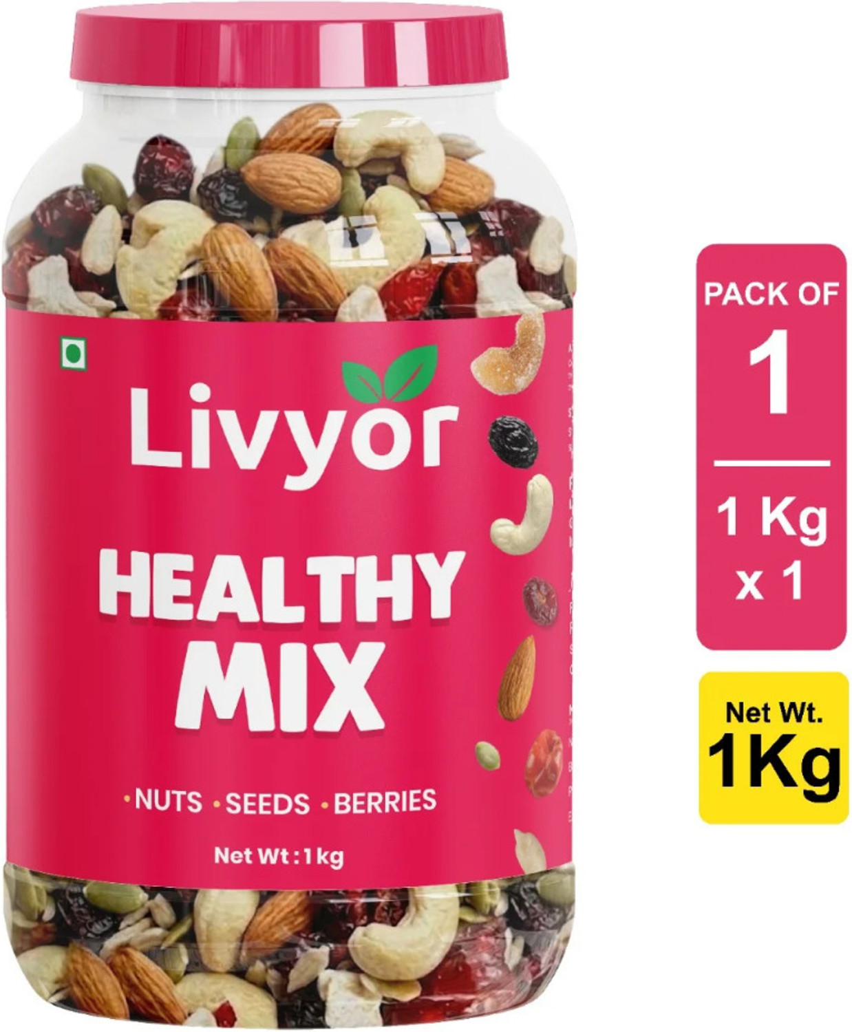 LIVYOR Healthy Mix Nuts, Seeds & Berries 1kg - Image 1