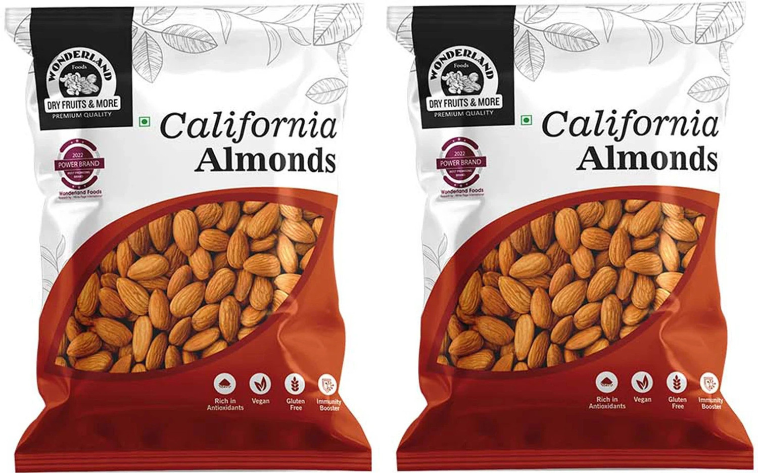 WONDERLAND Raw California Almonds 2x100g - Image 1