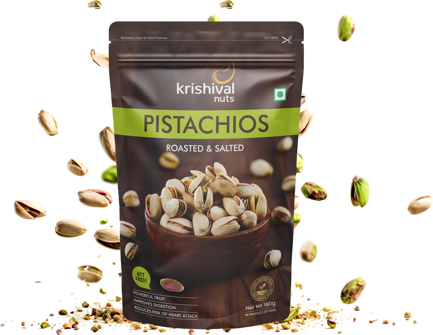 Krishival Pistachios Roasted & Salted Pistachios (1 x 180 g) - Image 1