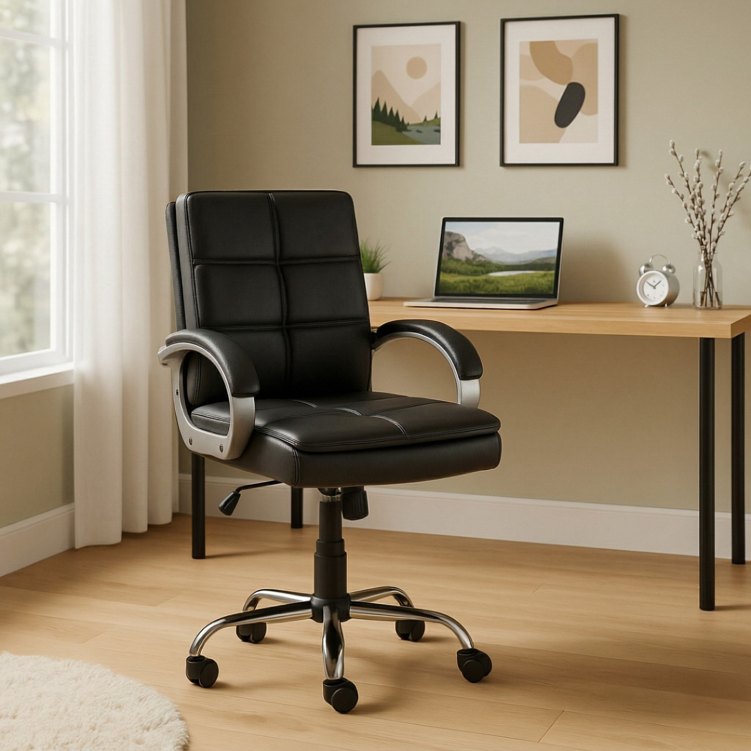zidle Thetta Office work from home/office/Study chair with 1 yrs wrty Leatherette Office Executive Chair (black, Optional Installation Available) - Image 1