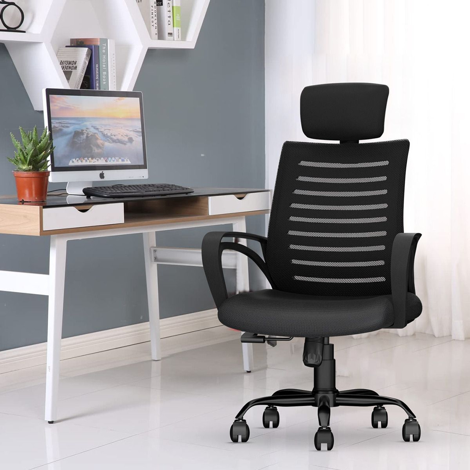 CELLBELL Desire C104 High Back Fabric Mesh Office Chair (Black) - Image 1