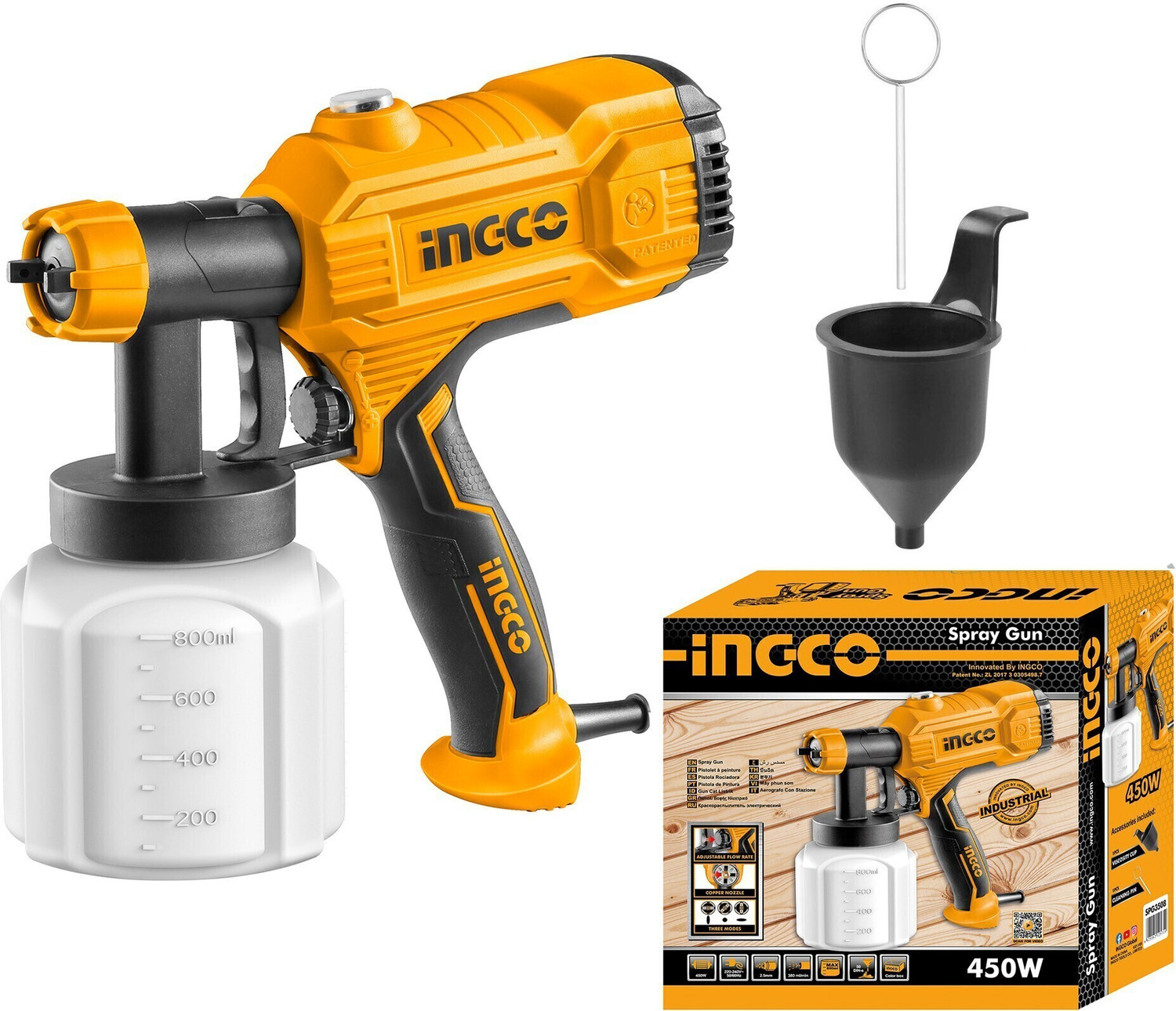 INGCO SPG3508 HVLP Spray Gun Pure Copper Nozzle - Image 1