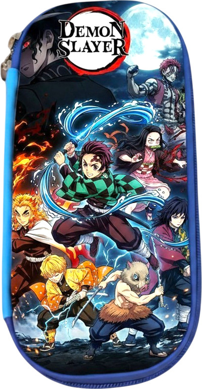 AncientKart Demon Slayer Anime Embossed Art Canvas Pencil Box, - Image 1