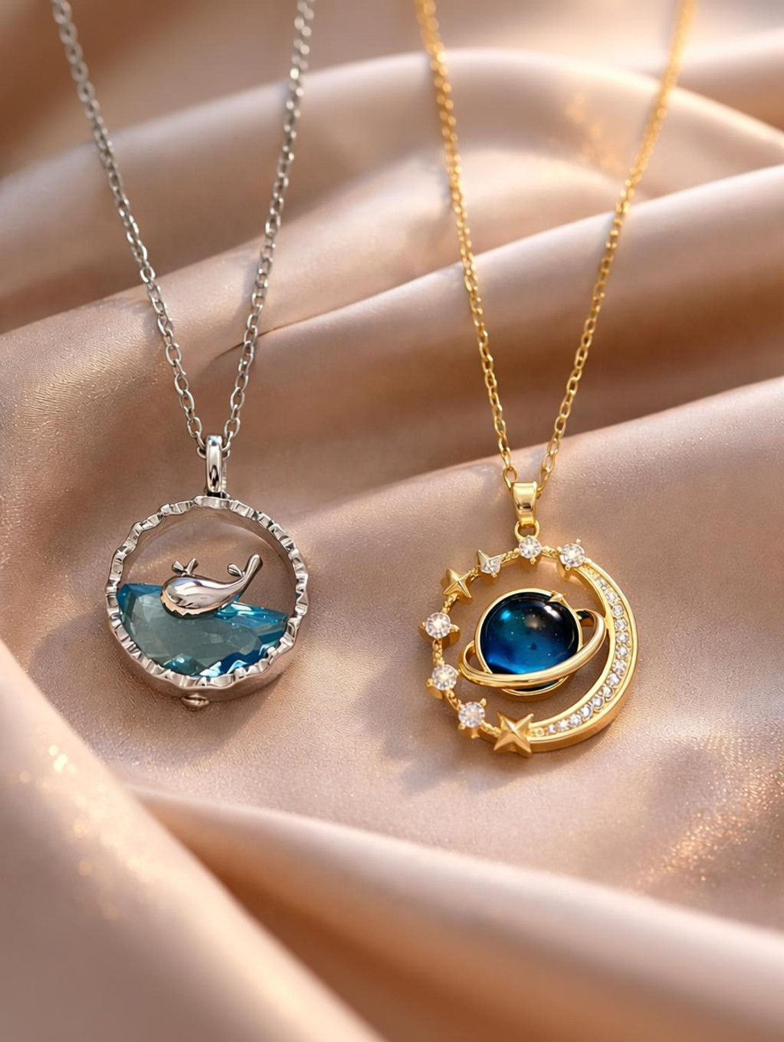 ANORI ANTI TARNISH 18K PLATED NON HYPOALLERGIC COMBO OF 2 PENDANT Gold-plated, Silver Stainless Steel Pendant - Image 1