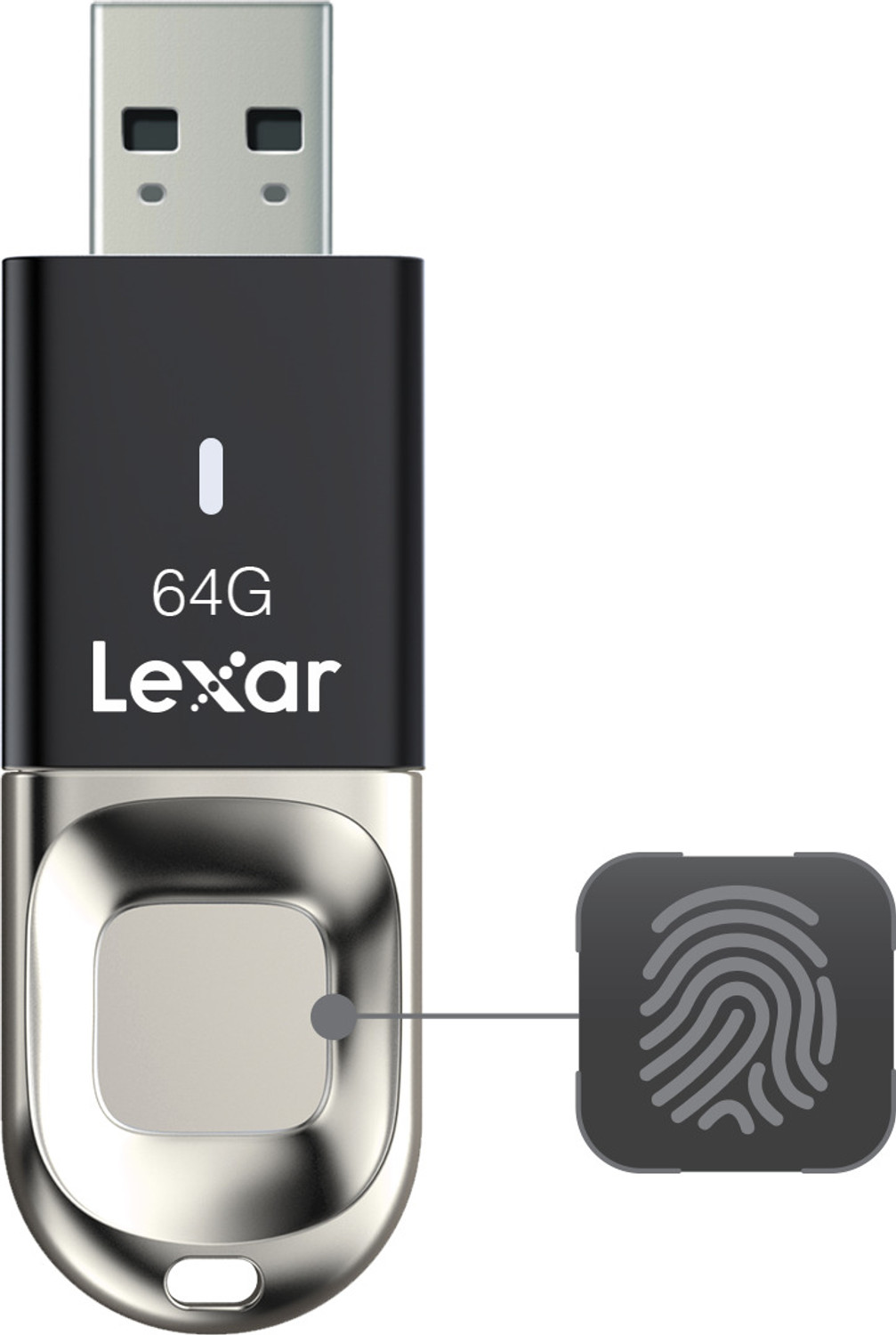 Lexar FingerPrint F35 Pro 64GB USB 3.1 Gen 1 Flash Drive (300MB/s Read) 64 GB Pen Drive Compatible with Laptop USB 3.1 Metal Case (Black) - Image 1