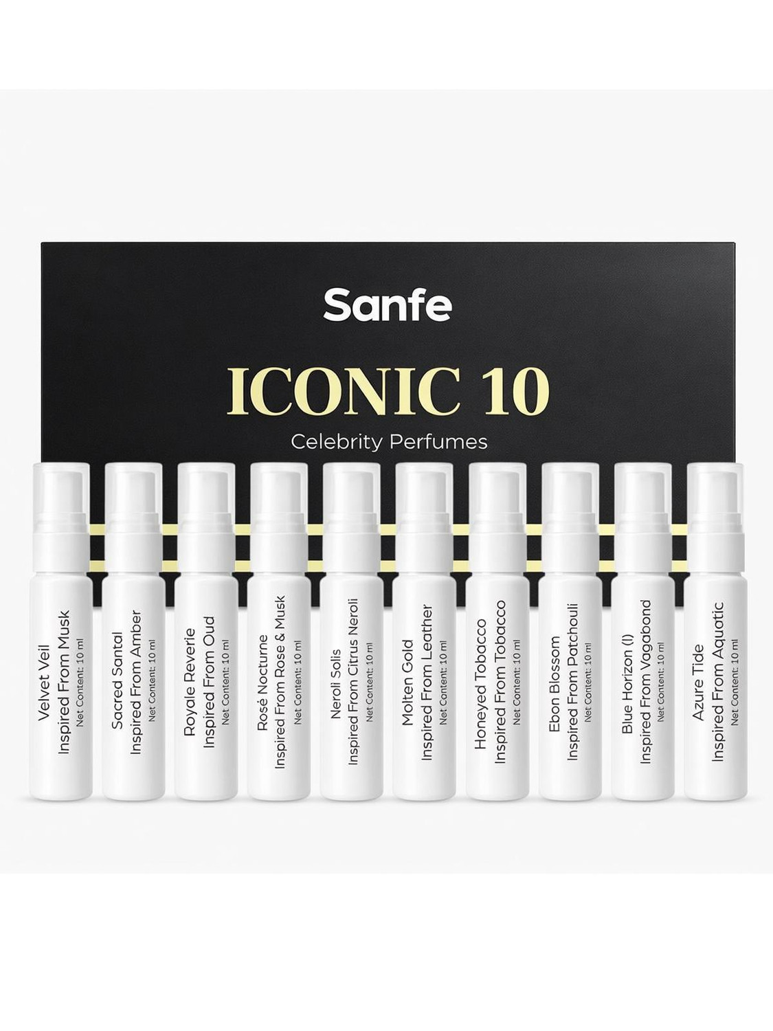 Sanfe Iconic 10 Celebrity Perfume Pack of 10 · 10 ml (100 ml total) - Image 1