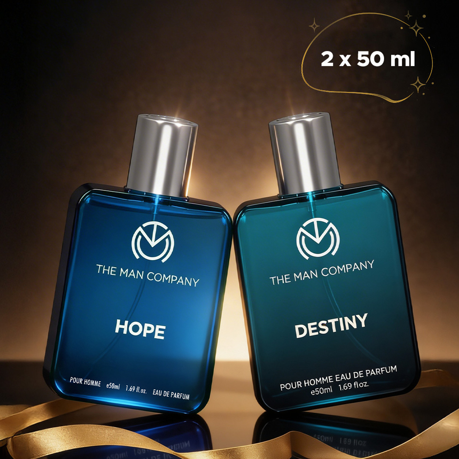 THE MAN COMPANY HOPE + DESTINY EDP Premium Long Lasting Perfume for Men - Pack of 2 (2 x 50ml) Eau de Parfum - 100 ml (For Men) - Image 1