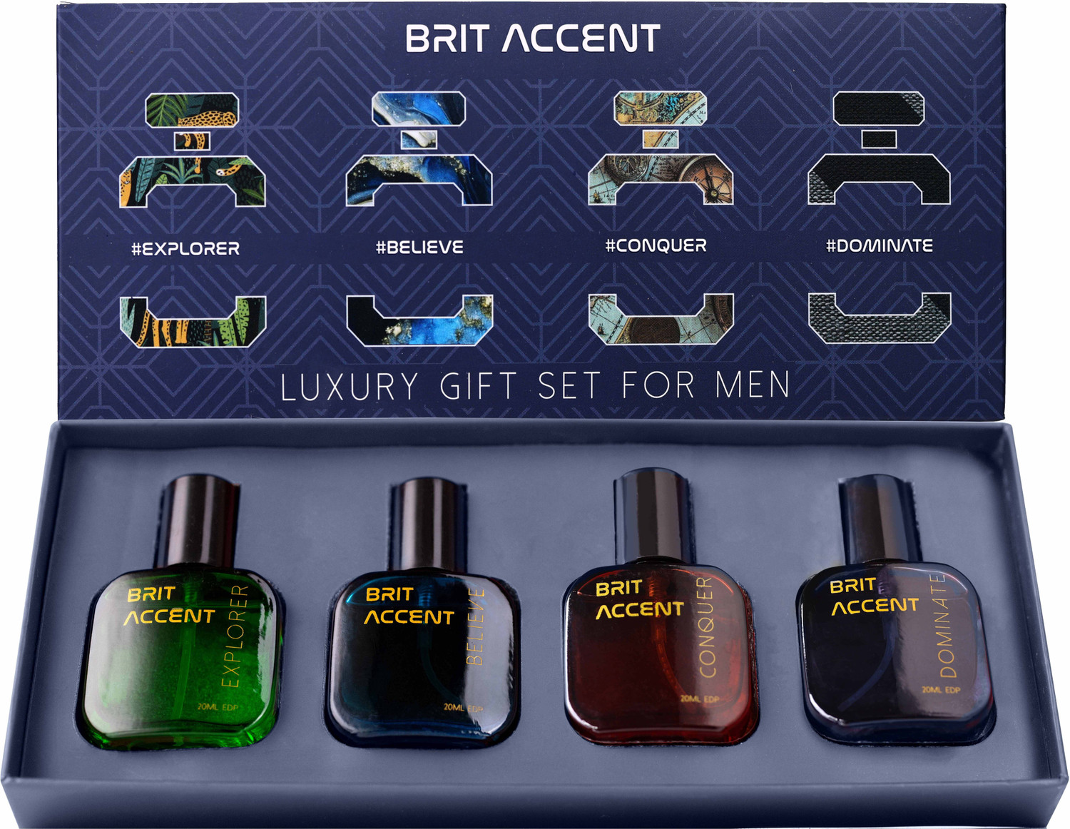 BRIT ACCENT Men's Luxury Parfum Gift Pack of 4 · 20 ml (80 ml total) - Image 1