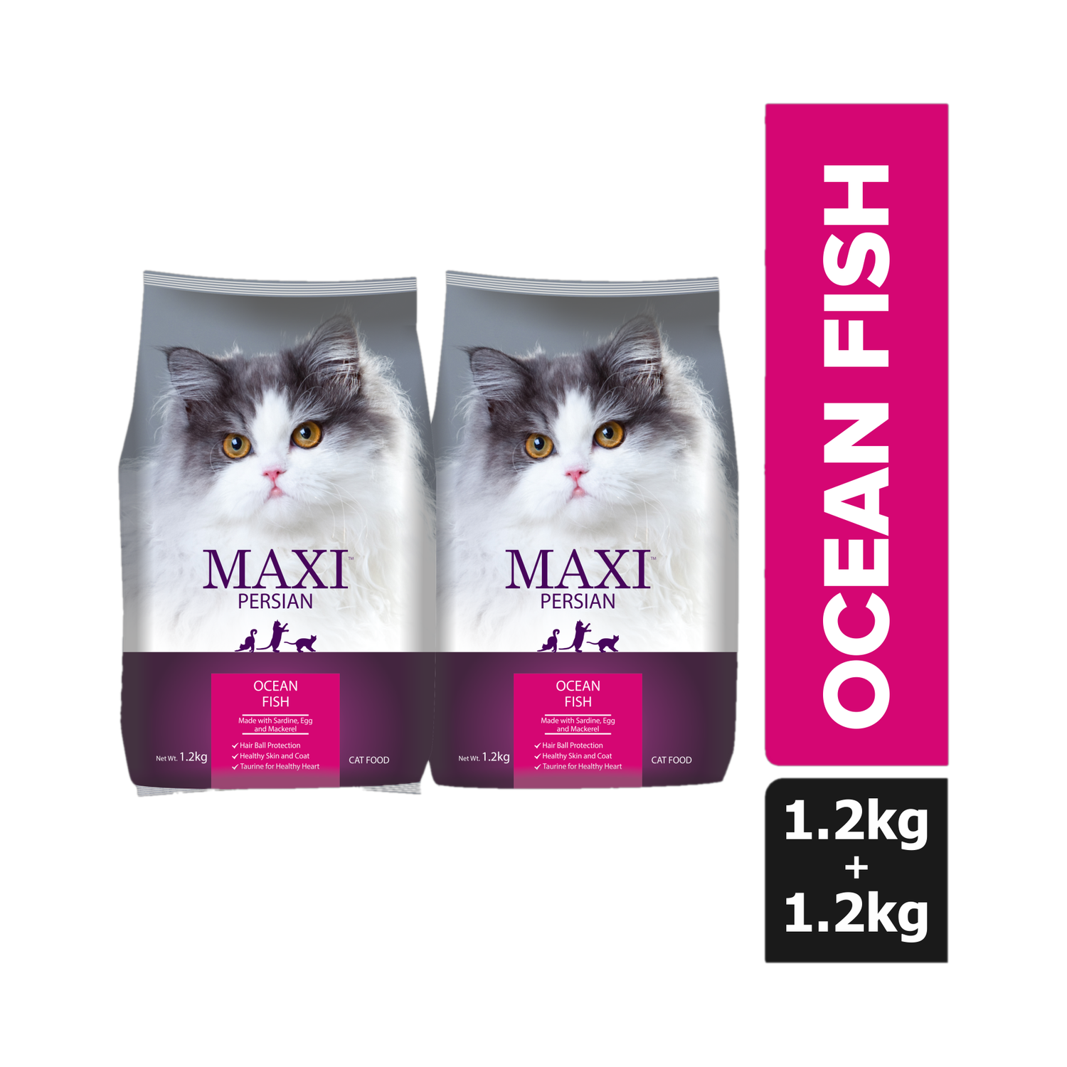 Maxi Persian Ocean Fish Dry Cat Pack of 2 · 1.2 kg (2.4 kg total) - Image 1