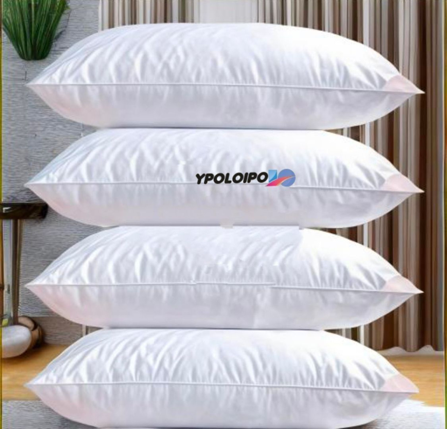 YPOLOIPO Polyester Fibre Sleeping Pillow Pack of 4 (White) - Image 1