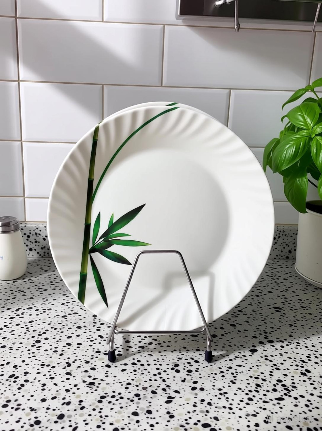 Perfectdine Melamine 11-inch Dinner Plate Set of 6, Bamboo Print - Image 1
