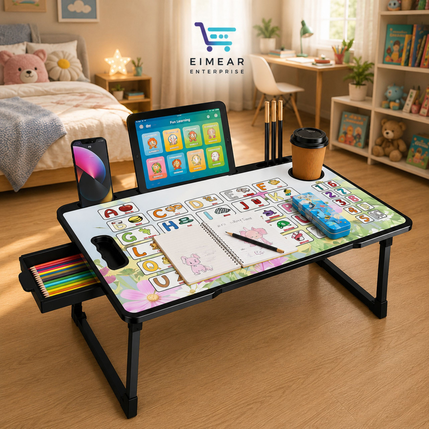 STOVEXIA Premium Kids Study Table, White Multicolour, Pre-assembled - Image 1