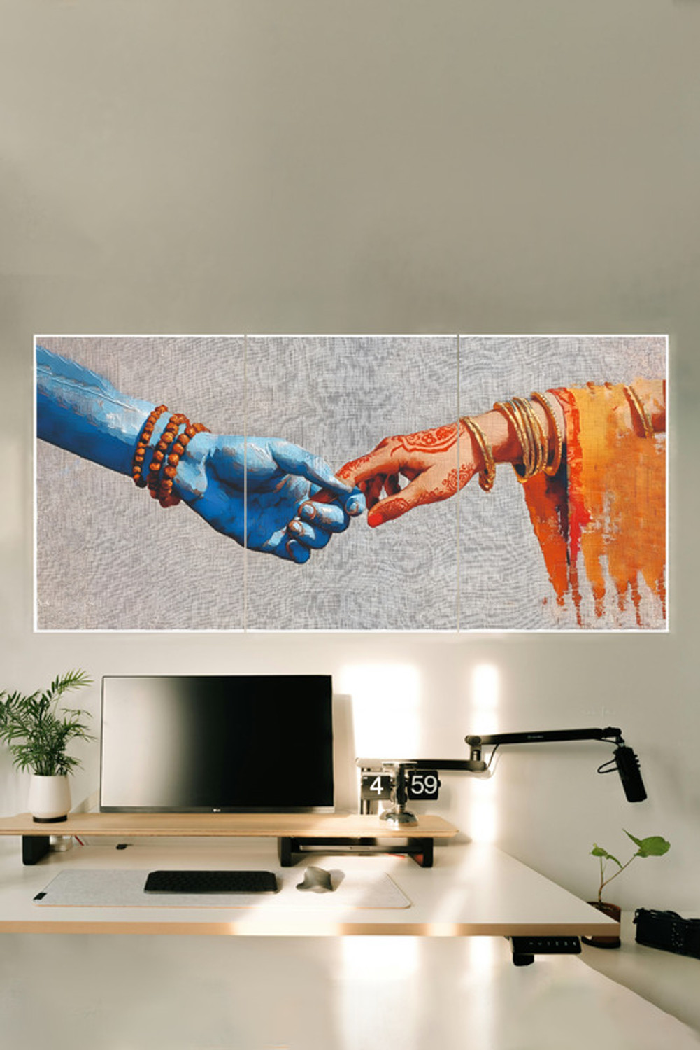Loveistan Shiva Parvati Valuable Hand Wall Poster | 3-Piece Split Panel Set (A4 Each) | Matte Vinyl Spiritual Divine Decor for Living Room, Bedroom, Pooja Room, Office, Home Decor | Unframed Paper Print (29.7 inch X 63 inch, Rolled) - Image 1