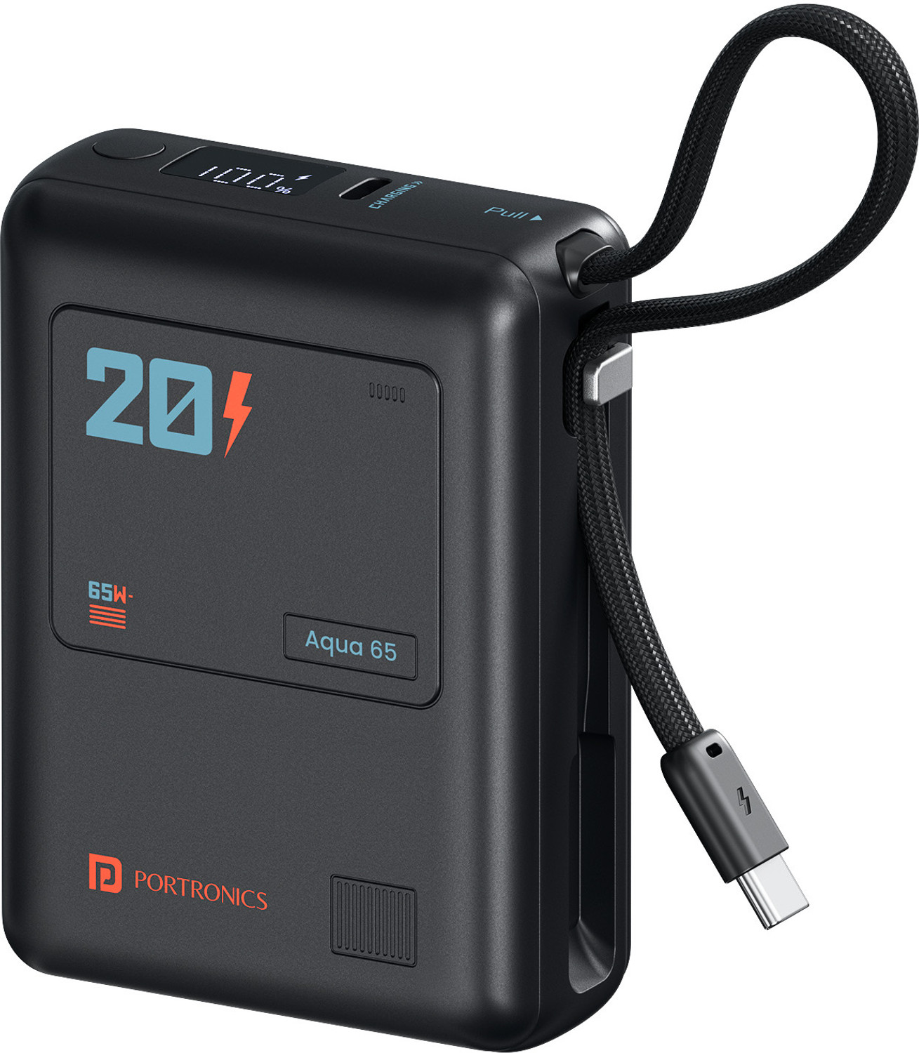 Portronics 20000 mAh 65 W Compact Pocket Size Power Bank (Black, Lithium Polymer, Fast Charging for Mobile) - Image 1