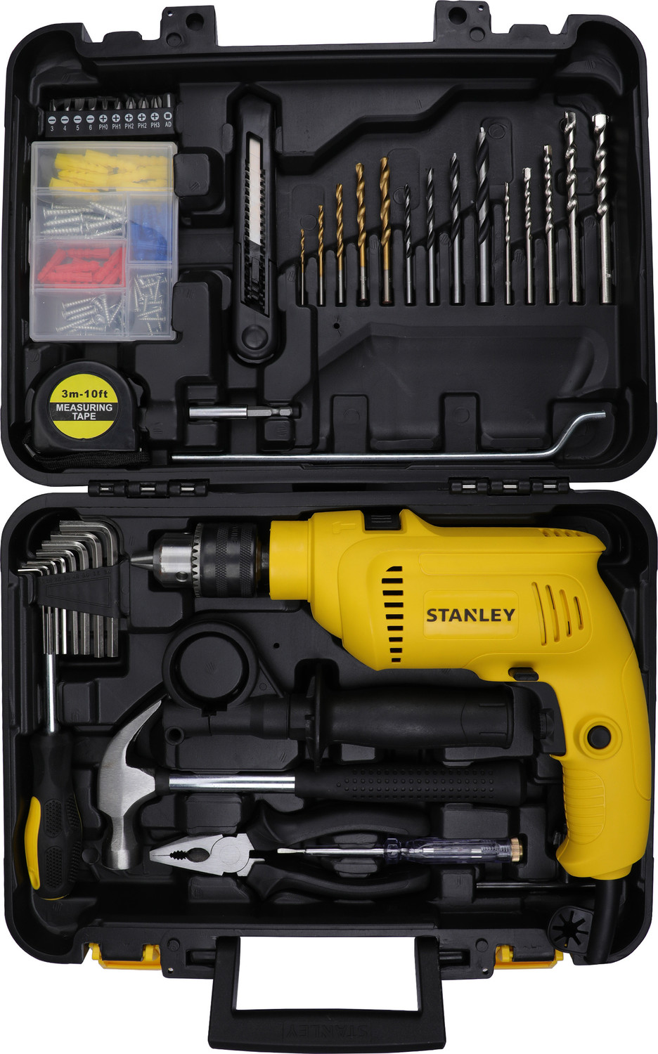STANLEY SDH600KP-IN DIY 13 mm Hammer Drill Machine and Power & Hand Tool Kit (120 Tools) - Image 1