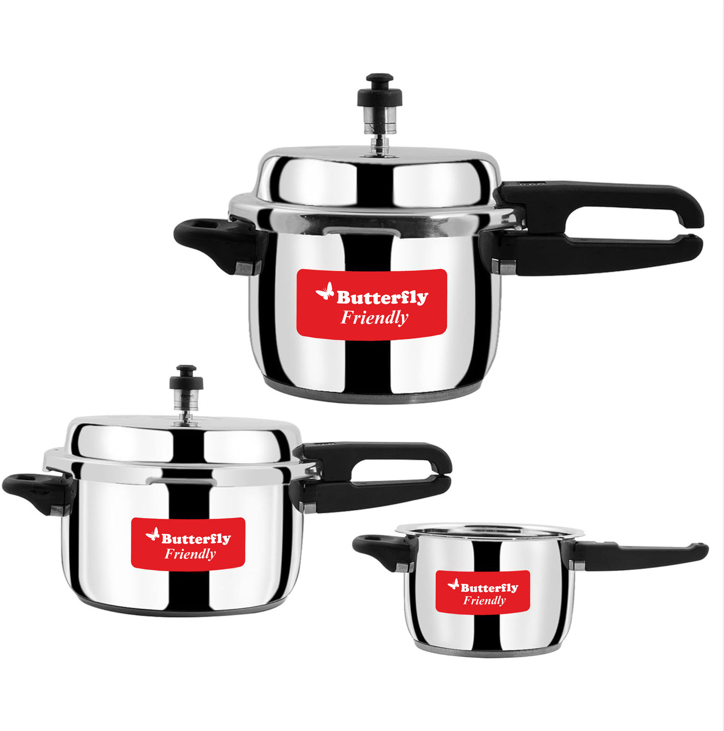 Butterfly stainless steel 2 L, 3 L, 5 L Induction Bottom Pressure Cooker (Stainless Steel) - Image 1